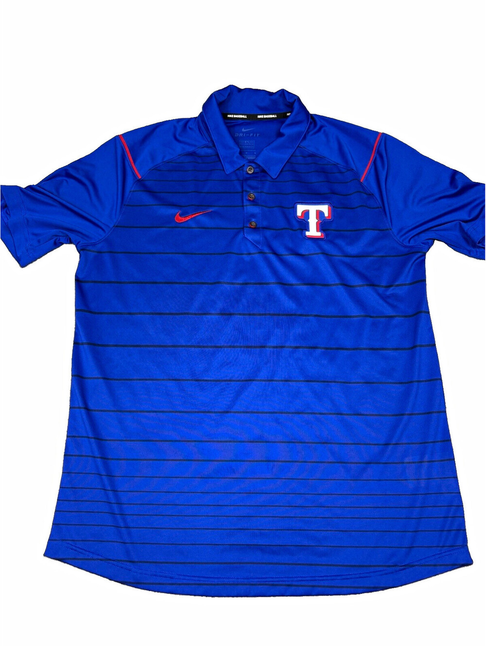 Nike Texas Rangers MLB Dri-FIT Striped Polo Shirt Men's S Blue